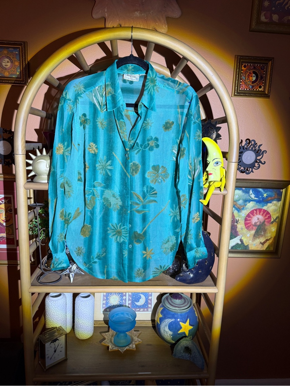 Vintage Teal Floral Women’s Shirt